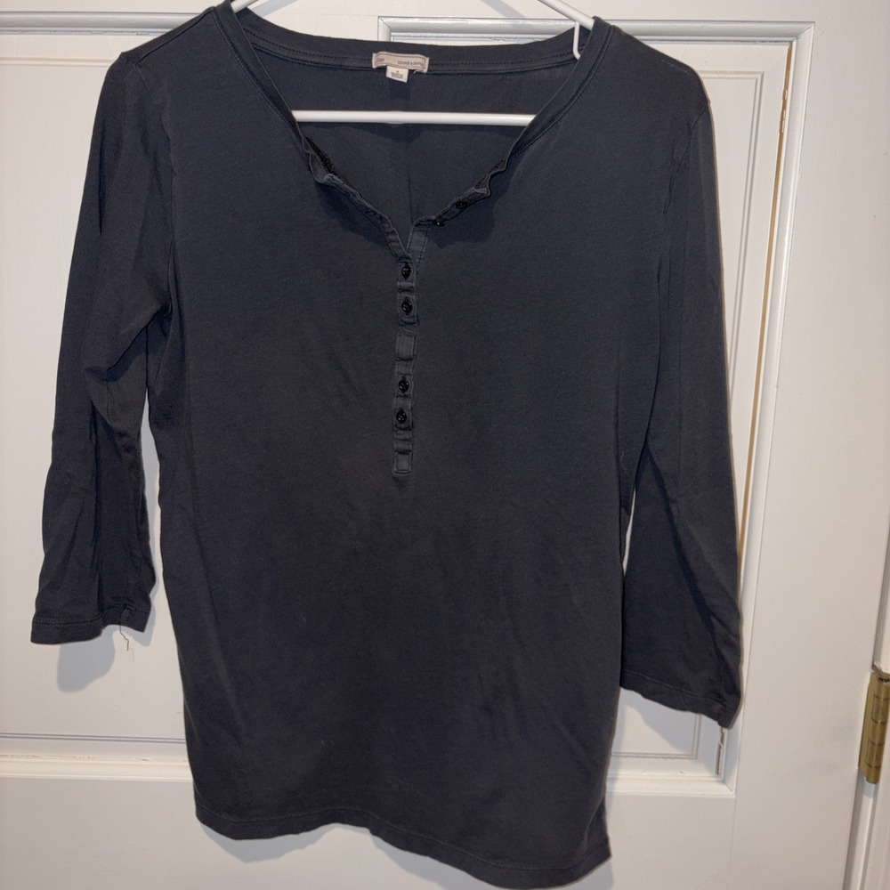 Gap Pima 100% Cotton Midnight Fog 3/4 Sleeve Tee T Shirt Top Size Small EUC